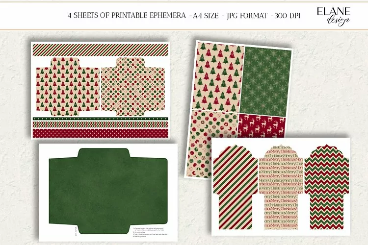 Vintage Christmas Printable Ephemera, Christmas Paper Crafts