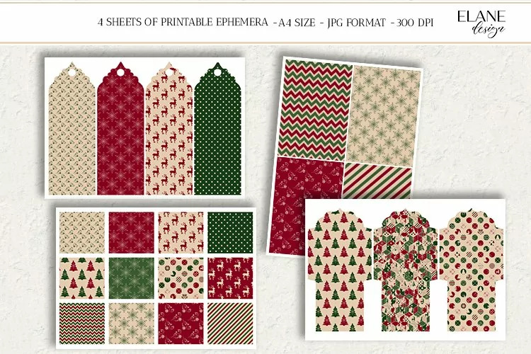 Vintage Christmas Printable Ephemera, Christmas Paper Crafts