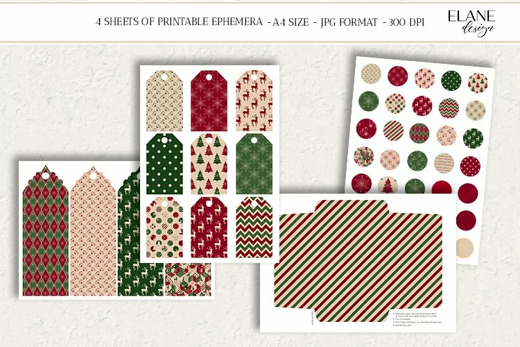 Vintage Christmas Printable Ephemera, Christmas Paper Crafts