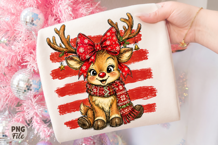 Vintage Christmas Reindeer Winter Design, Christmas Deer PNG