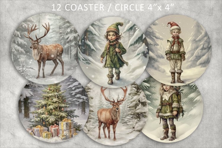Christmas Vintage Circles for Coasters
