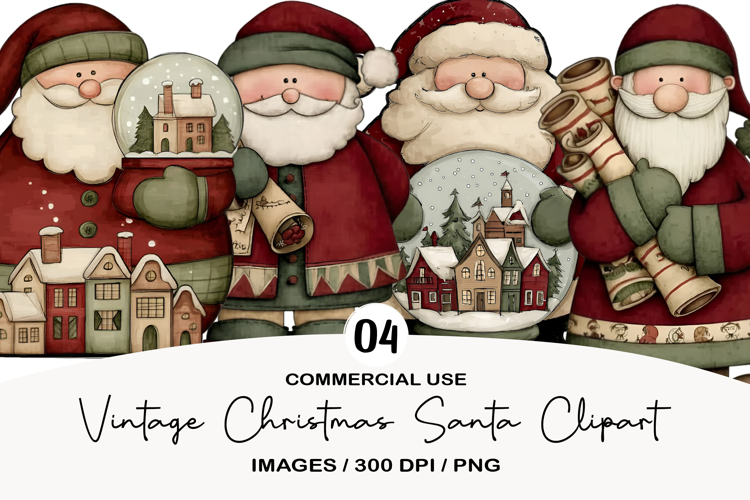Vintage Christmas Santa Clipart