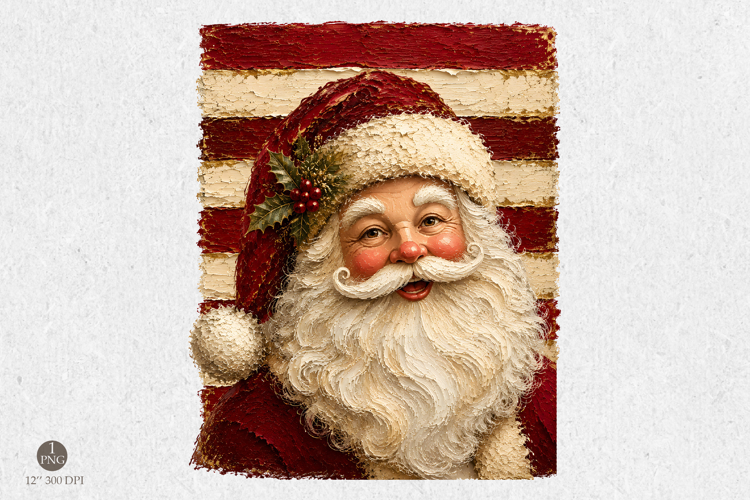 Vintage Christmas Santa, Holly Santa Face Design