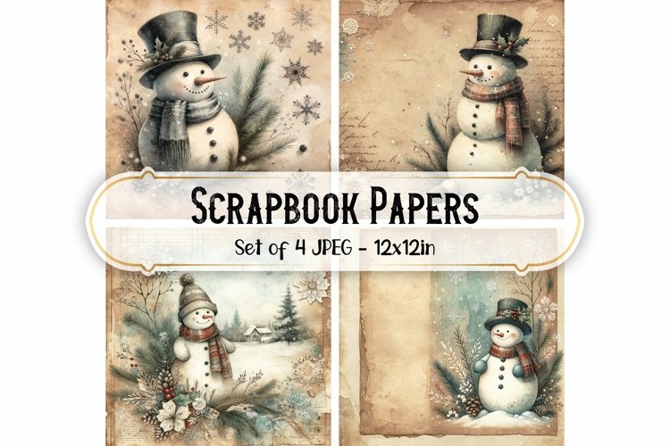 Vintage Christmas Scrapbook Papers - Junk Journal Background