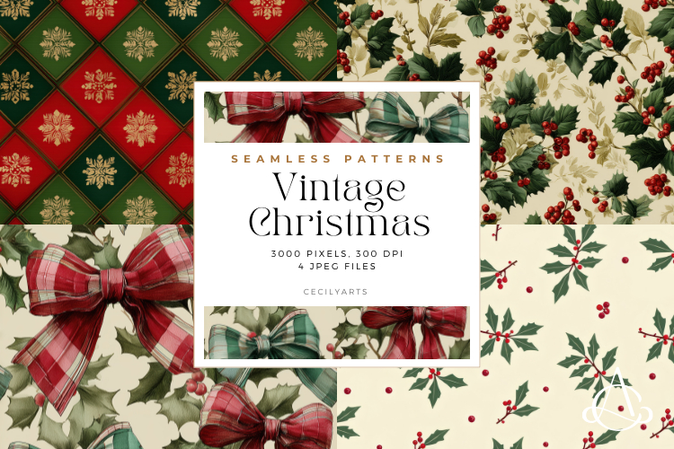 Vintage Christmas Seamless Patterns
