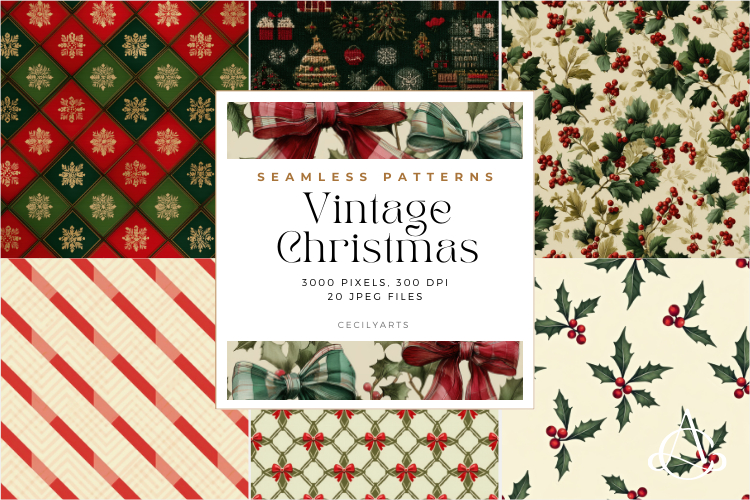 Vintage Christmas Seamless Patterns