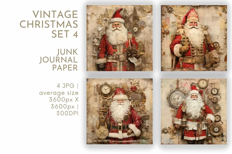 Vintage Christmas Junk Journal Paper JPG