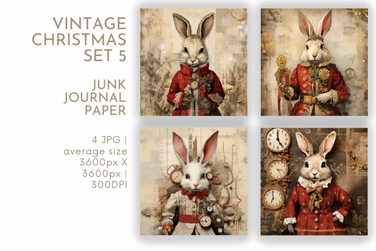 Vintage Christmas Junk Journal Paper JPG