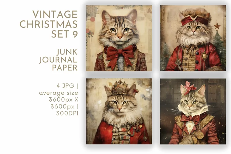 Vintage Christmas Junk Journal Paper JPG
