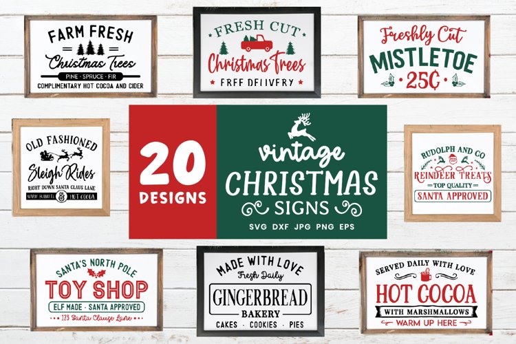 Vintage Christmas Signs Svg Bundle | Christmas Svg Bundle example image 1