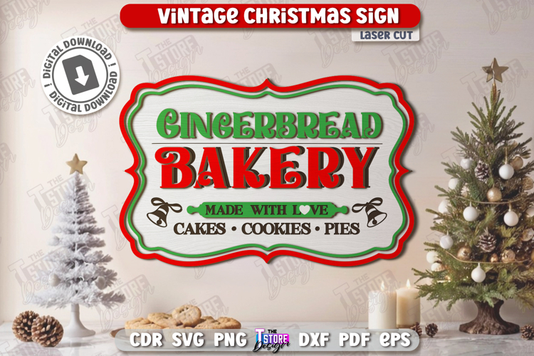 Vintage Christmas Wall Sign Laser Cut| Retro Sign SVG |Xmas