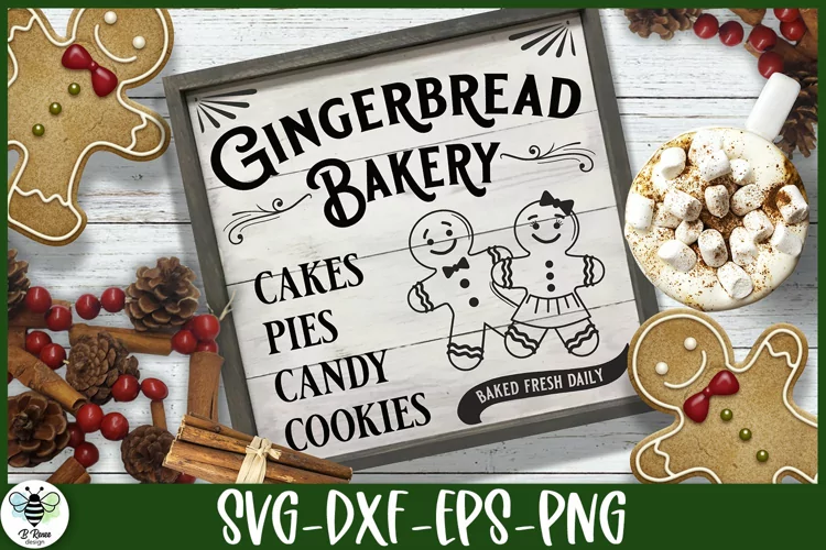 Gingerbread Bakery SVG | Vintage Christmas Sign Cut File