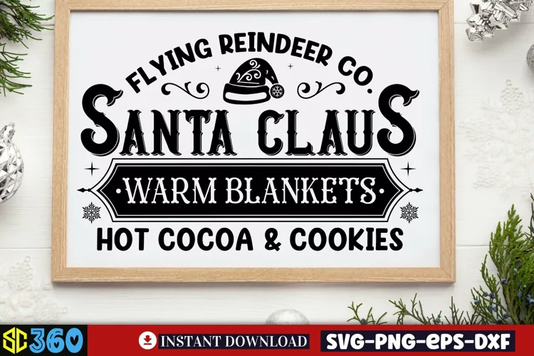 Flying reindeer co. santa claus warm blankets hot cocoa & co