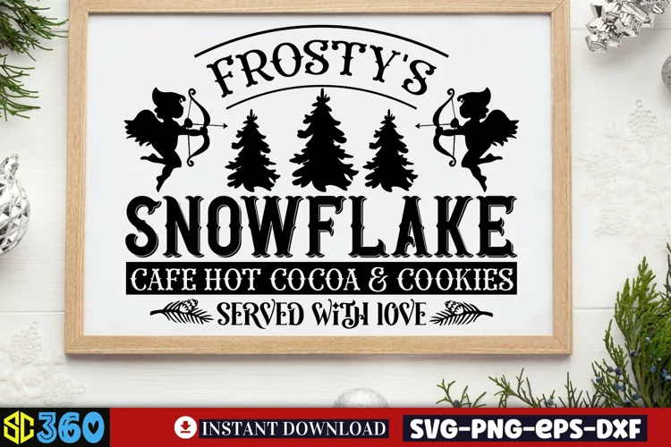 Frosty's snowflake cafe hot cocoa & cookies served with love