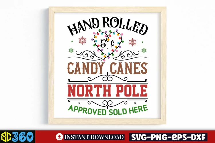 Hand rolled 5c Candy canes north pole approved sold here SVG