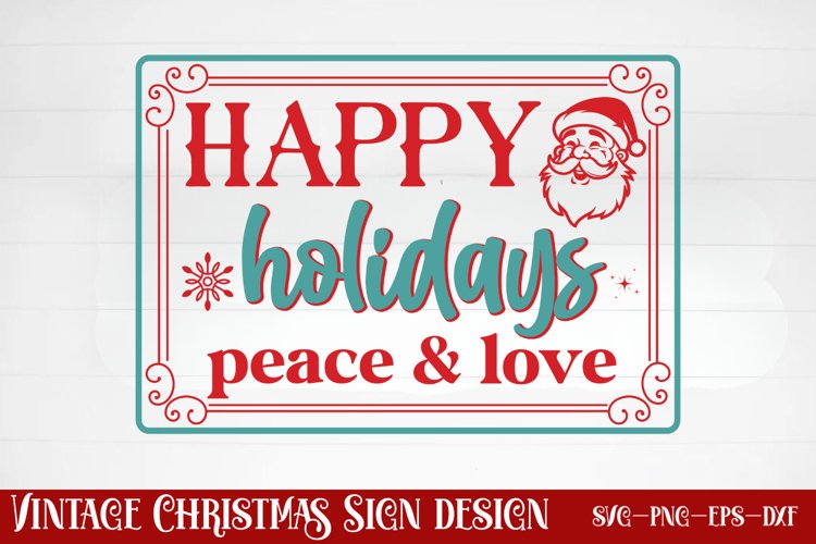 Happy holidays peace & love SVG, Christmas SVG example image 1