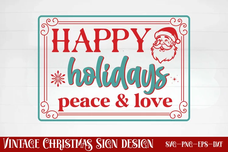 Happy holidays peace & love SVG, Christmas SVG