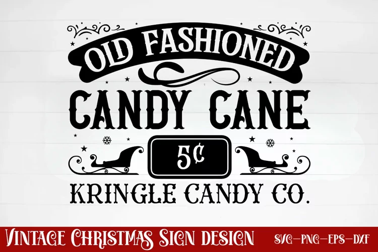 Old fashioned candy cane 5c kringle candy co SVG