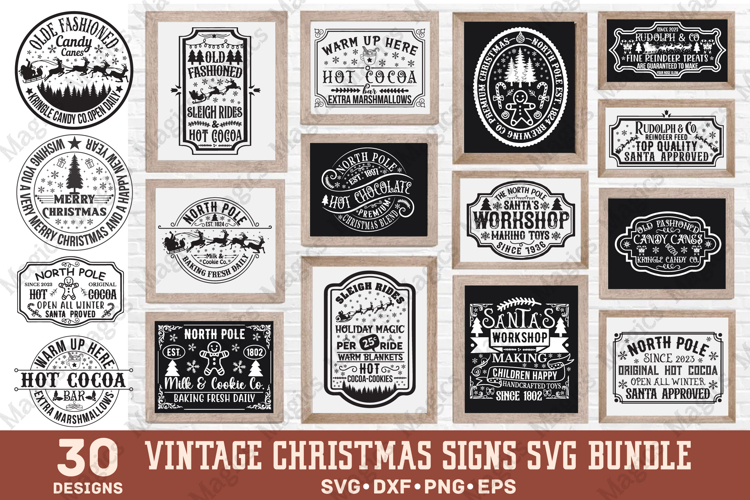 Vintage Christmas Signs Svg Bundle
