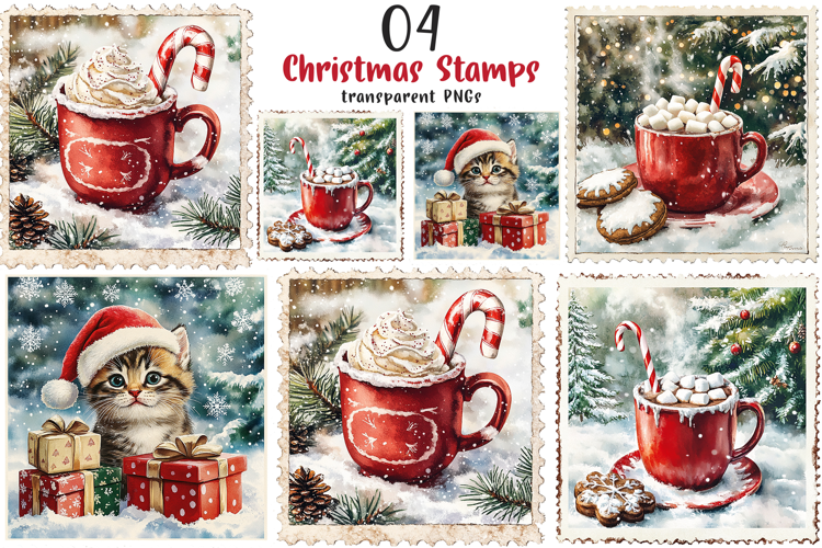 Vintage Christmas Stamps Png