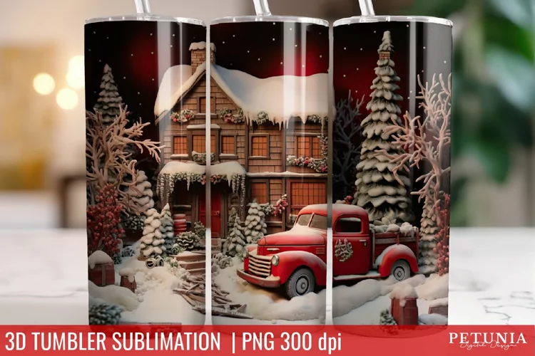 Christmas 3D Tumbler Designs | Christmas Sublimation Tumbler