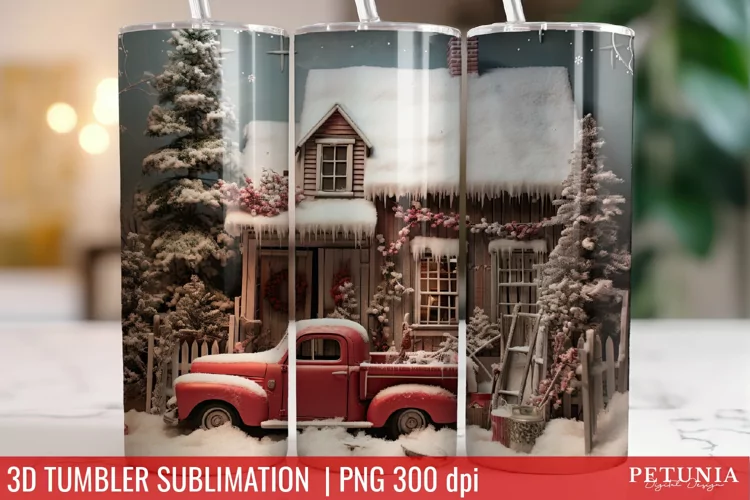 Christmas 3D Tumbler Designs | Christmas Sublimation Tumbler