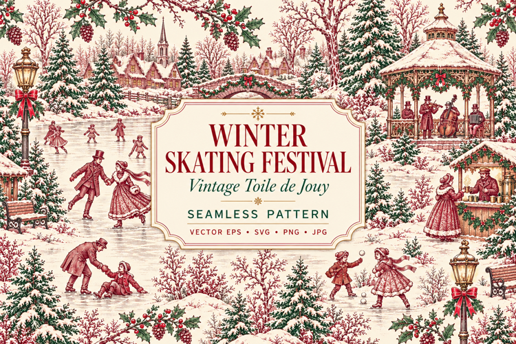 Winter Skating Festival Toile Design