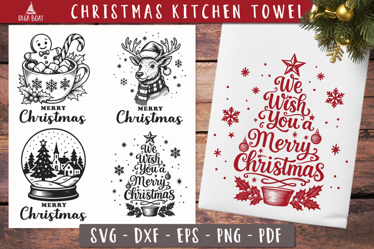 Vintage Christmas Towel SVG