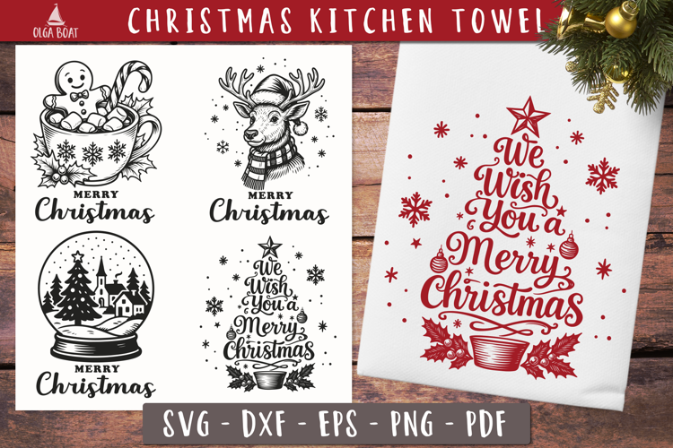 Vintage Christmas Towel SVG