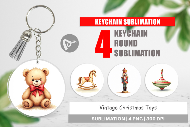 Vintage Christmas Toys Keychain