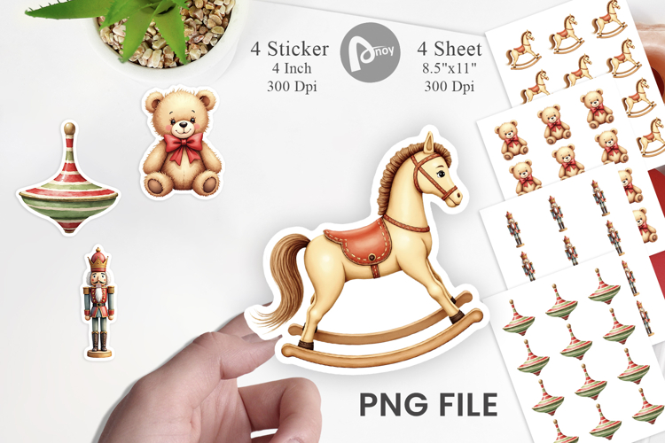 Vintage Christmas Toys Sticker