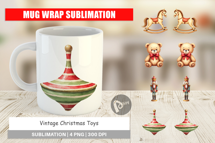 Vintage Christmas Toys Mug Wrap
