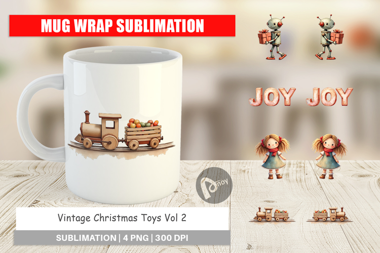 Vintage Christmas Toys Mug Wrap