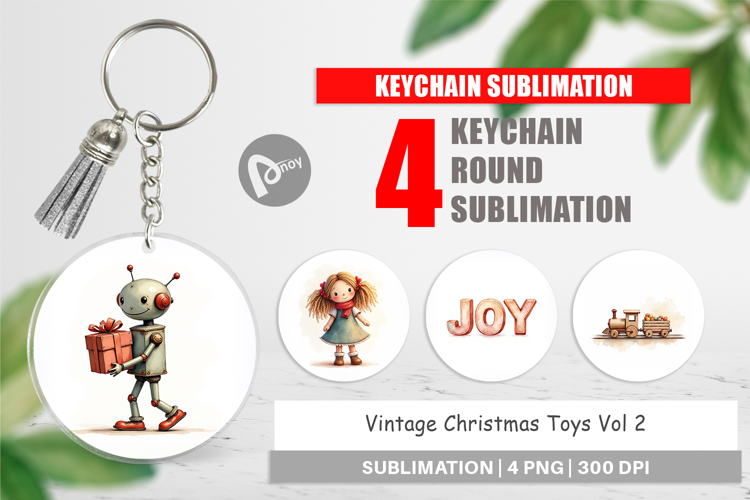 Vintage Christmas Toys Keychain