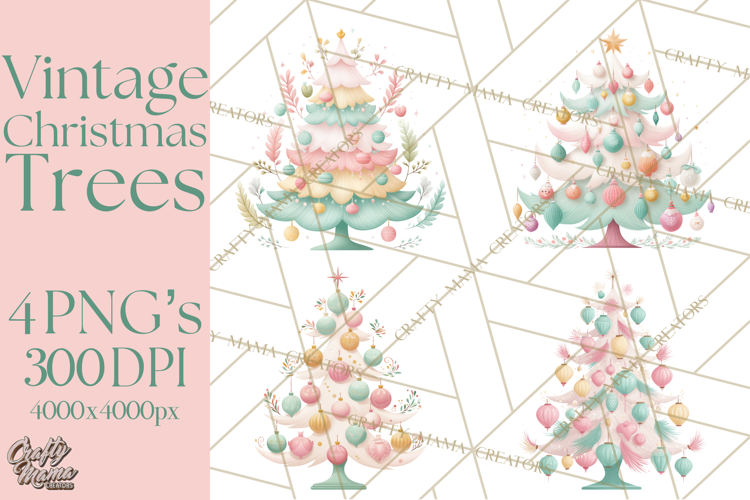 Vintage Christmas Tree PNG, Mid Century Holiday Clipart