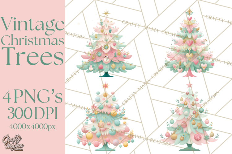 Vintage Christmas Tree PNG, Mid Century Holiday Clipart