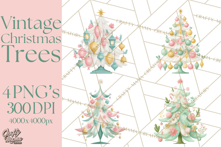 Vintage Christmas Tree PNG, Mid Century Holiday Clipart