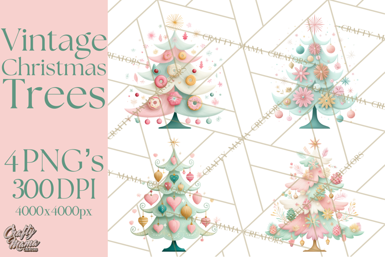 Vintage Christmas Tree PNG, Mid Century Holiday Clipart