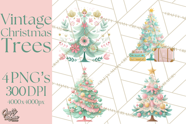 Vintage Christmas Tree PNG, Mid Century Holiday Clipart