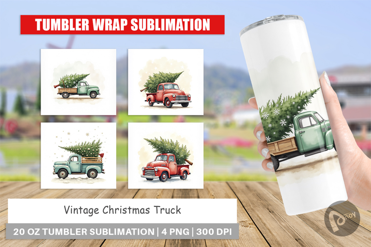 Vintage Christmas Truck Tumbler