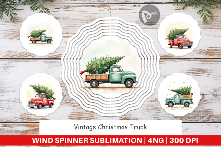 Vintage Christmas Truck Wind Spinner