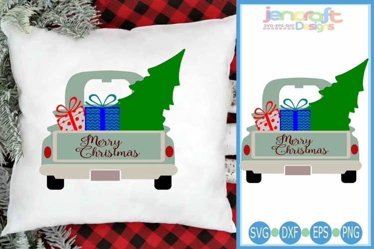 Christmas svg Tree in vintage truck svg cut file example image 1