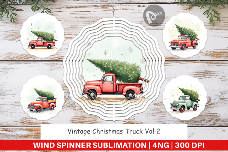 Vintage Christmas Truck Wind Spinner
