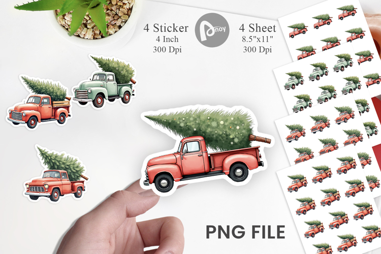 Vintage Christmas Truck Sticker