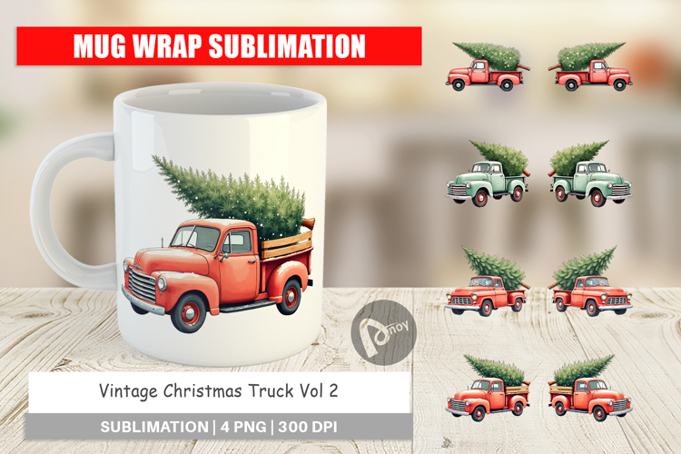 Vintage Christmas Truck Mug Wrap