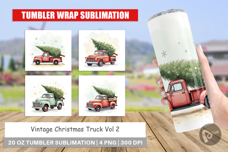 Vintage Christmas Truck Tumbler