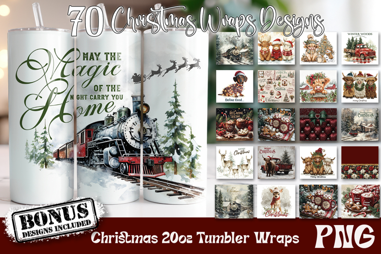 Christmas Tumbler Designs | Vintage Tumbler Wrap Bundle