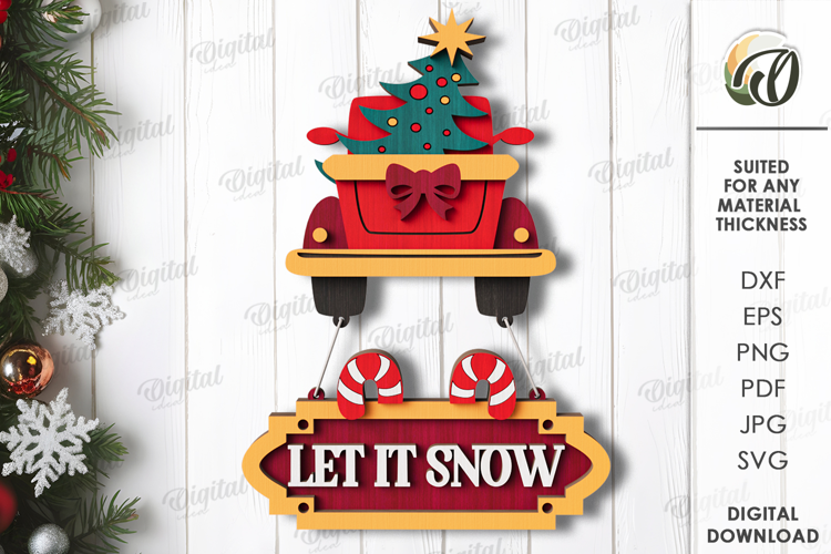 Vintage Christmas Wall Decor Lasercut. Christmas Decor SVG