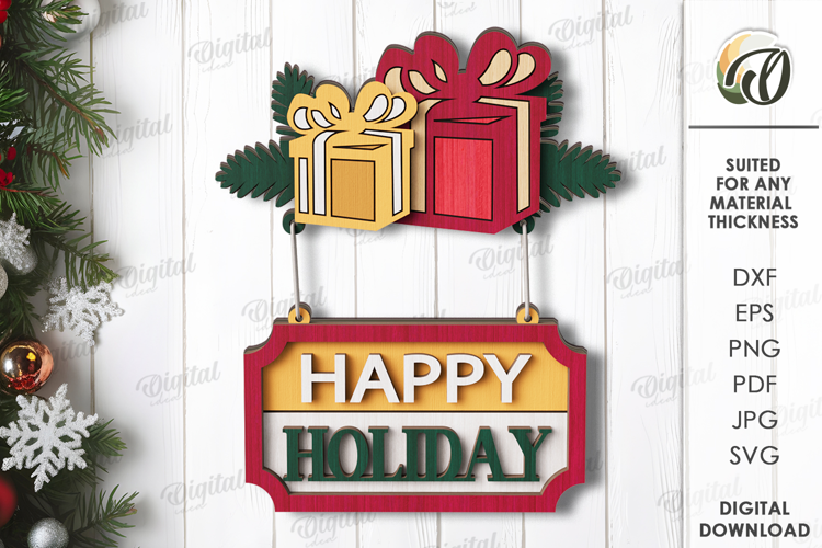 Vintage Christmas Wall Decor Lasercut. Christmas Decor SVG