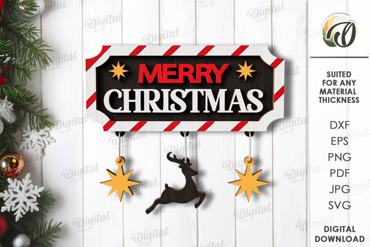 Vintage Christmas Wall Decor Lasercut. Christmas Decor SVG